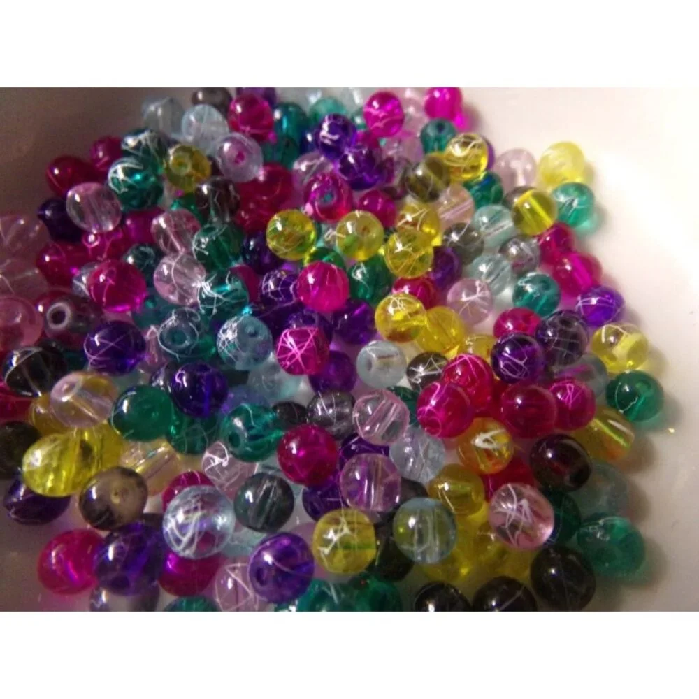 100 pc Mixed Scribble Mix #2 Glass Beads 4mm